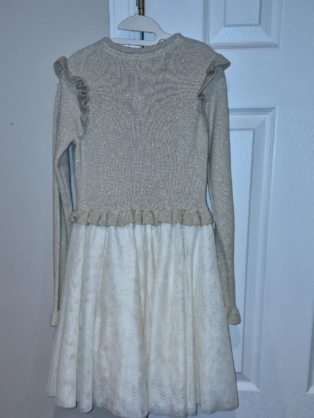 Gymboree Sparkle Ruffle Dress in Gold and White